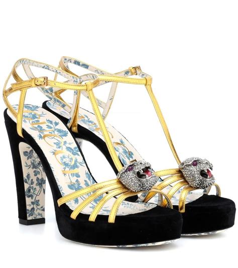 gucci embellished leather plateau sandals|Gucci unisex sandals.